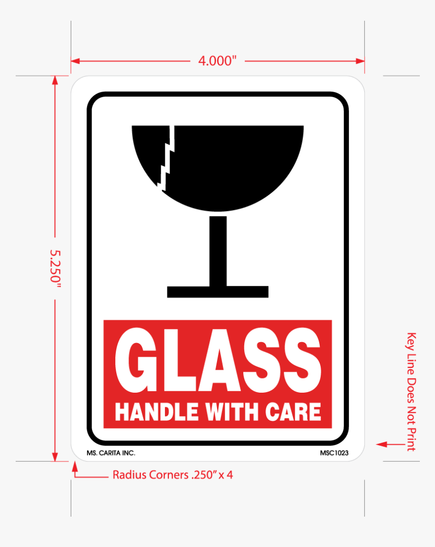 Glass Handle With Care Labels - Fragile Glass, HD Png Download, Free Download