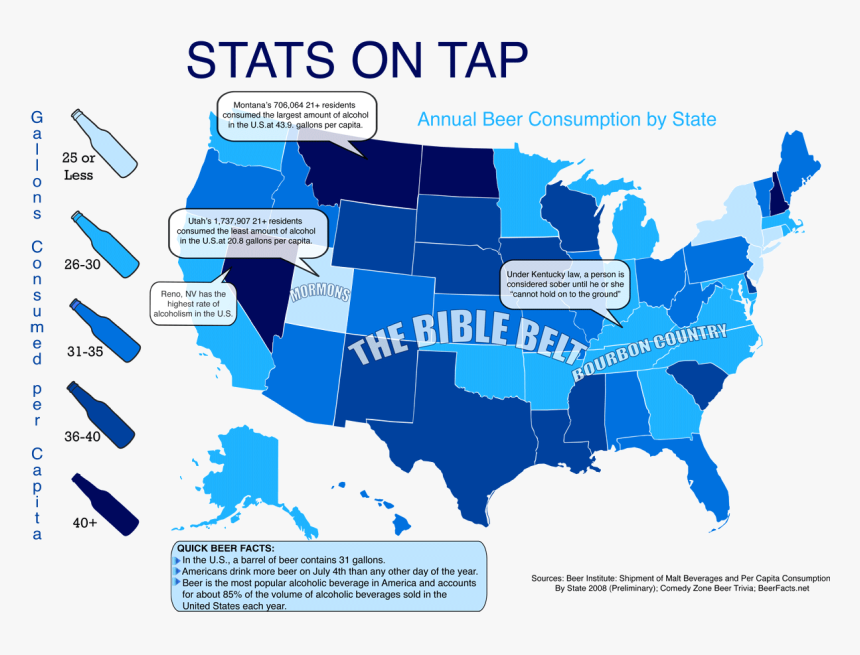 Beer Consumption By State - Right To Work States 2019, HD Png Download, Free Download