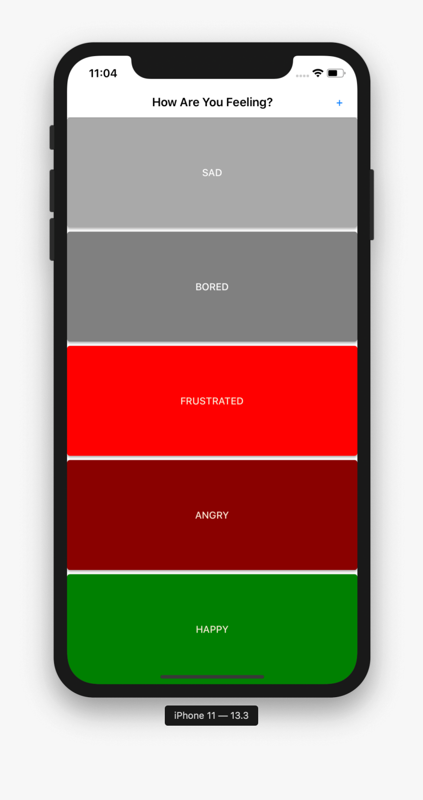 Image Of Iphone Screen With A List Of Mood Buttons - My First Xamarin App, HD Png Download, Free Download