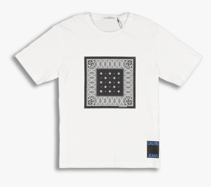 Calvin Klein Bandana Graphic Regular Tee White - Active Shirt, HD Png  Download - kindpng