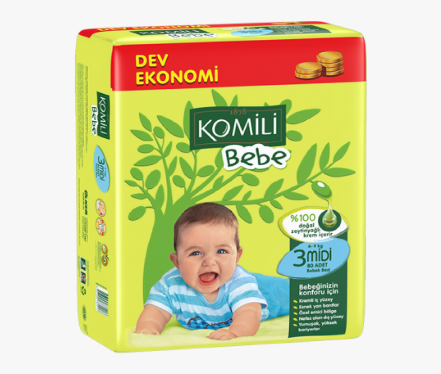 Komili Bebe Jumbo Size 3 Mini 4-9 Kg 54 Pcs - Komili Bebe, HD Png Download, Free Download