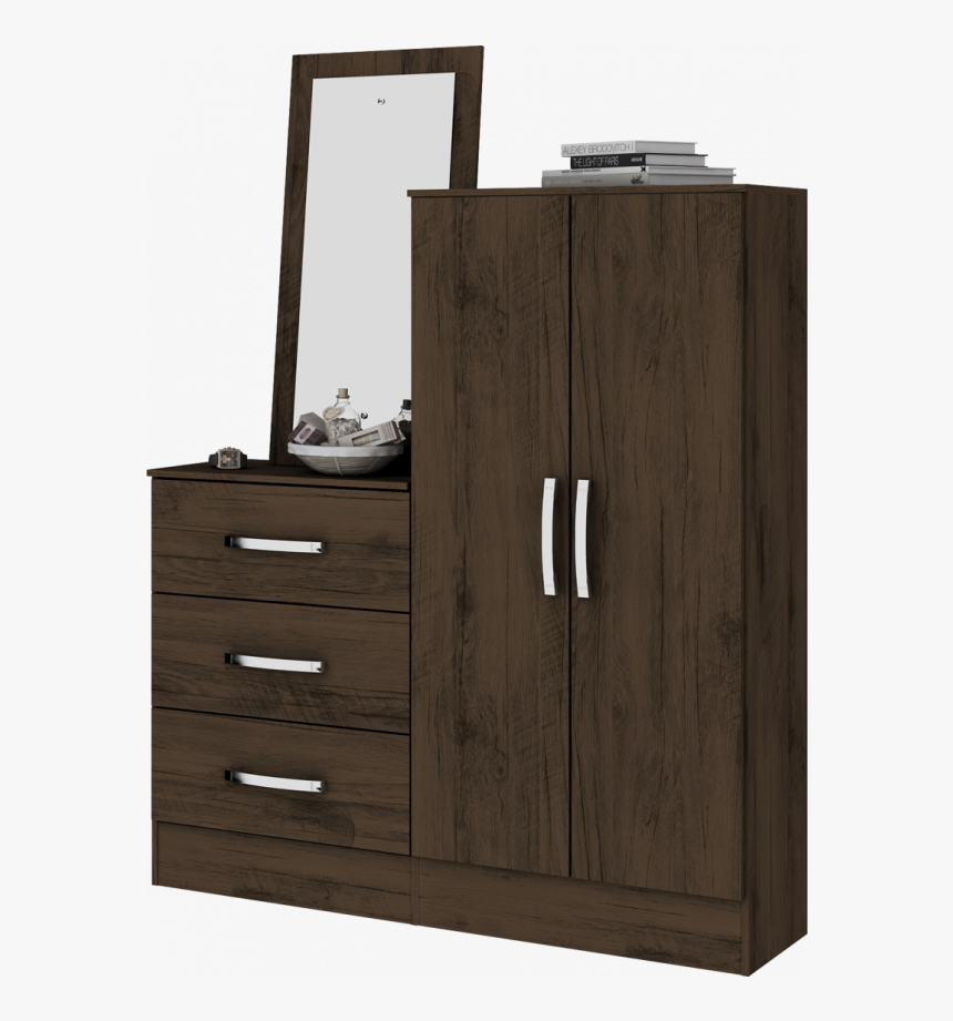 Comoda 2 Ptas 3cj Con Espejo Cafe Briz - Comoda Sapateira Com Espelho, HD Png Download, Free Download