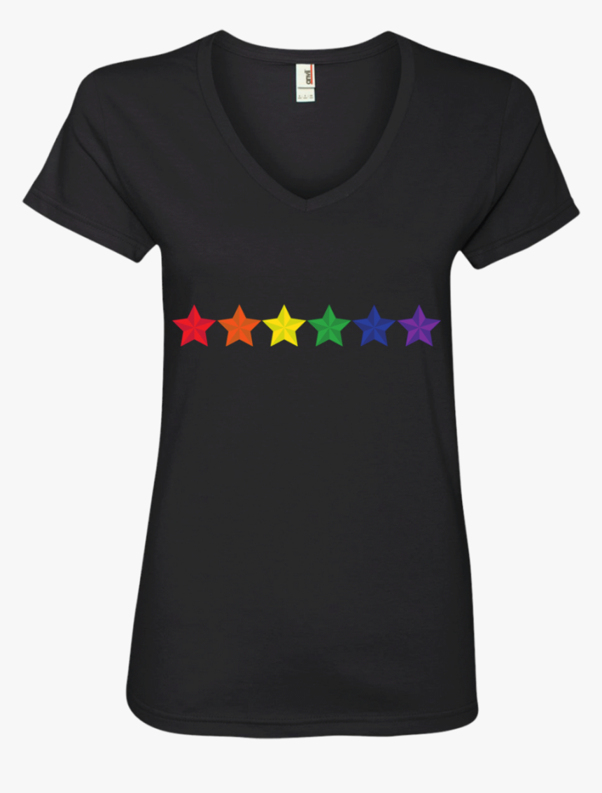 Rainbow Stars Lgbt Pride Black Round Neck Tshirt For - T-shirt, HD Png Download, Free Download