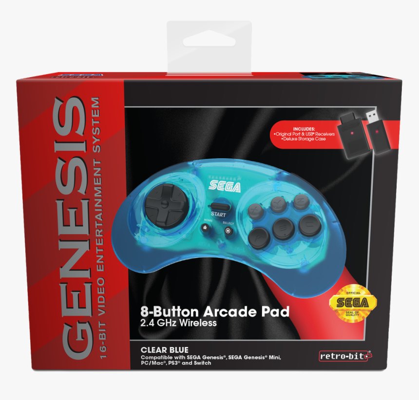 Sega Genesis 8-button Arcade Pad - Retro Bit Wireless Genesis, HD Png Download, Free Download