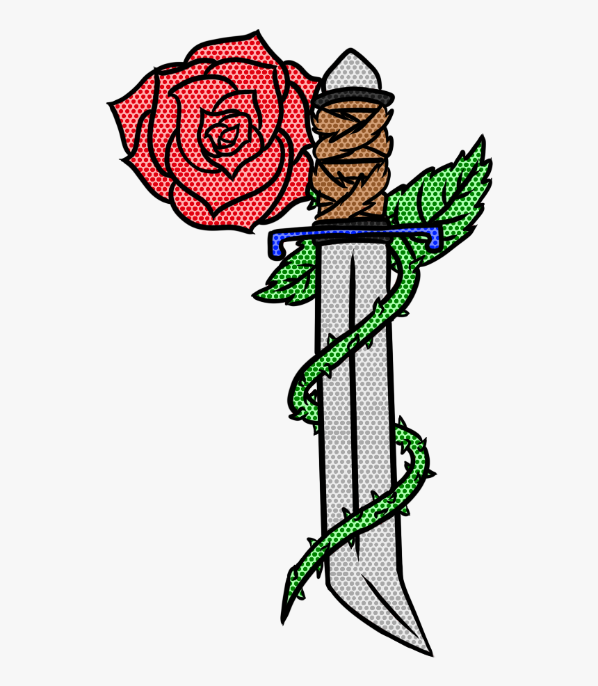 Daggers And Thorns Tattoo - Rose With A Dagger Clip Art, HD Png Download, Free Download