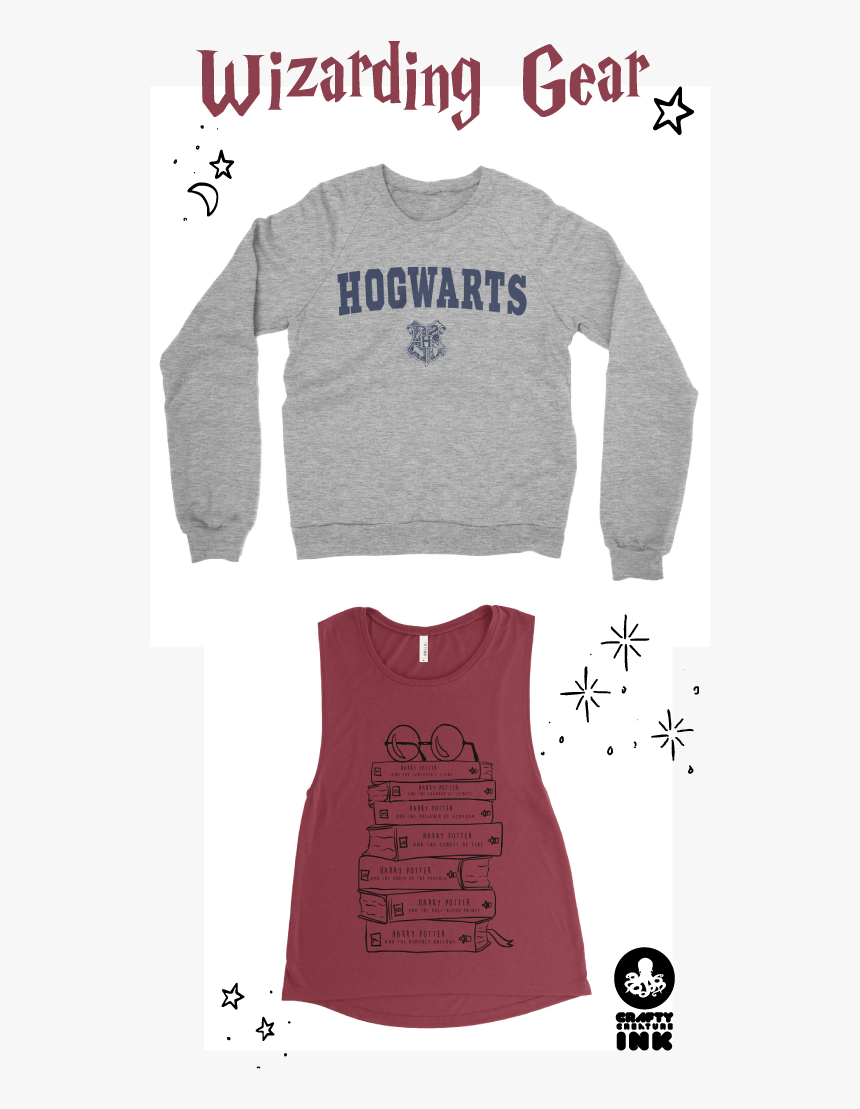 Harry Potter Book Stack Muscle Tank / Hogwarts Sweatshirt - Navy Blue New York Sweatshirt, HD Png Download, Free Download