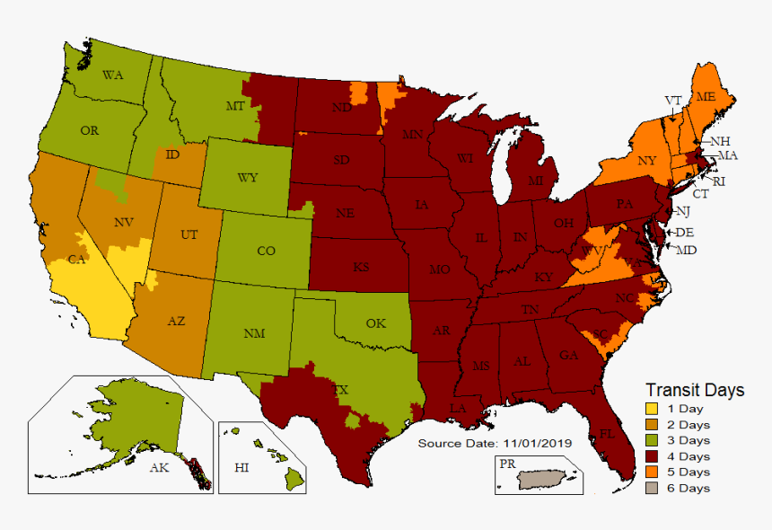 Ups Shipping Times Map, HD Png Download, Free Download