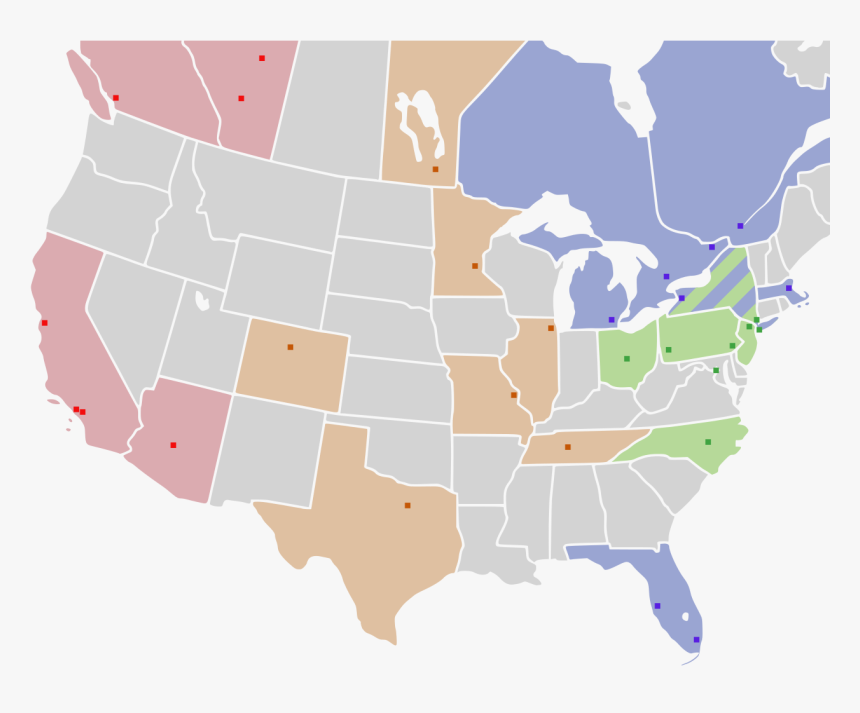 Eastern And Western Conference Mls Map, HD Png Download, Free Download