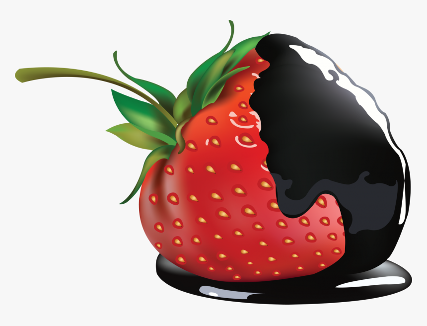 Black Chocolate On Strawberry Png Image - Chocolate Strawberry Transparent, Png Download, Free Download