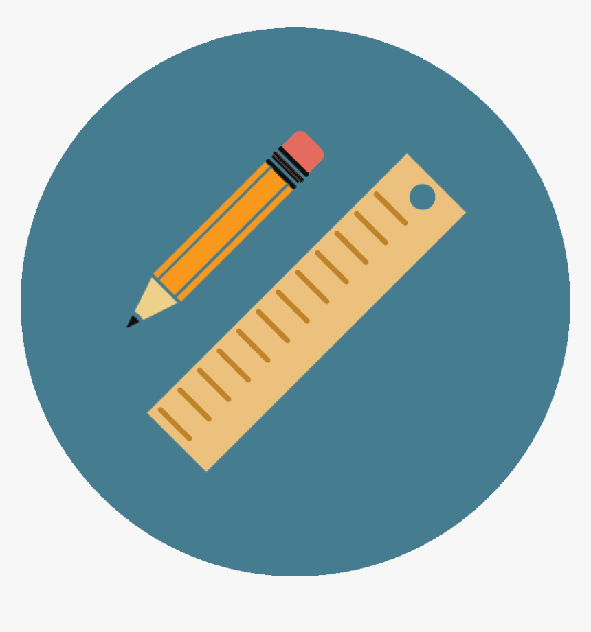 Pencil And Ruler Icon - Circle, HD Png Download, Free Download