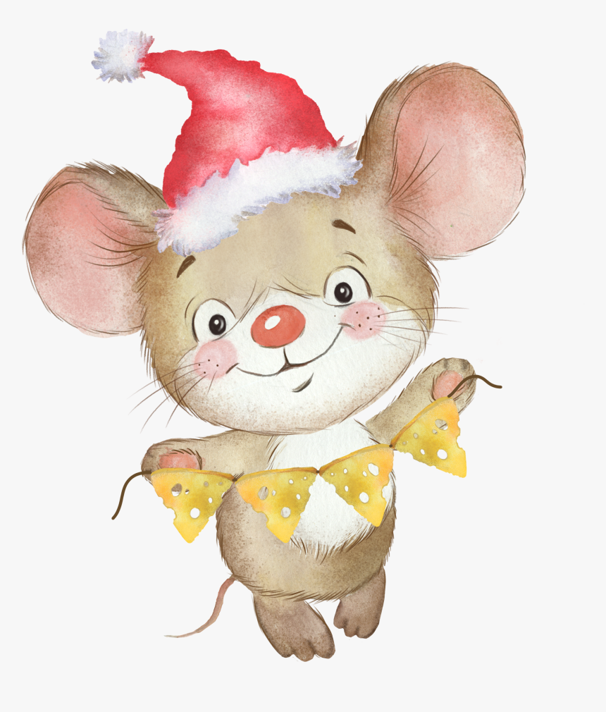 Watercolor Christmas Clip Art Mouse Christmas Animals - Cartoon, HD Png Download, Free Download