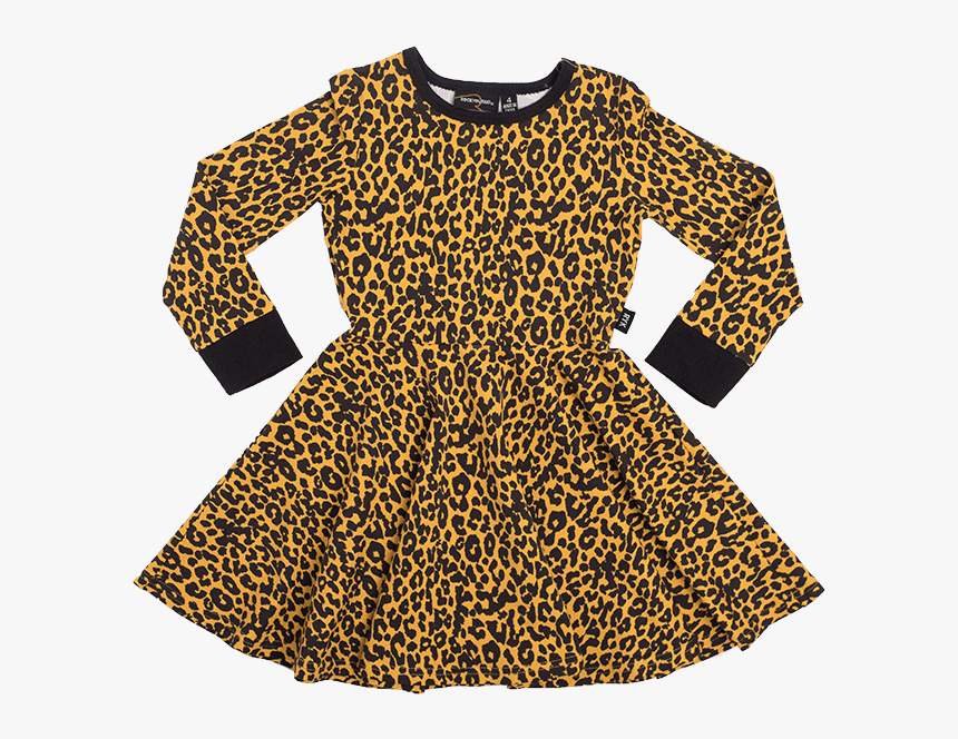 Leopard Ruffle Shoulder Long Sleeve Dress"
 Class="lazyload - Day Dress, HD Png Download, Free Download
