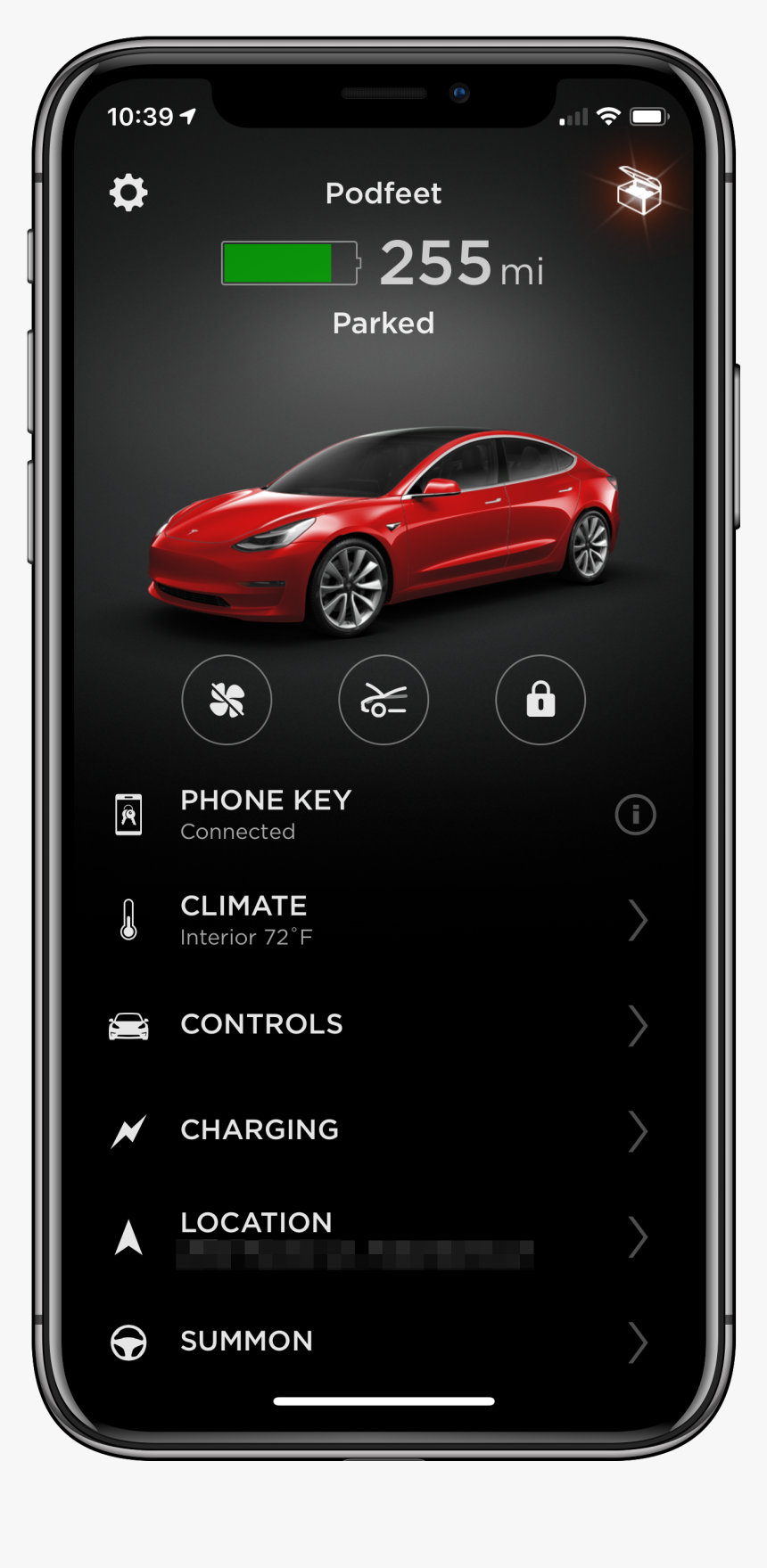 Tesla App Home Screen - Tesla Smart Summon App, HD Png Download, Free Download