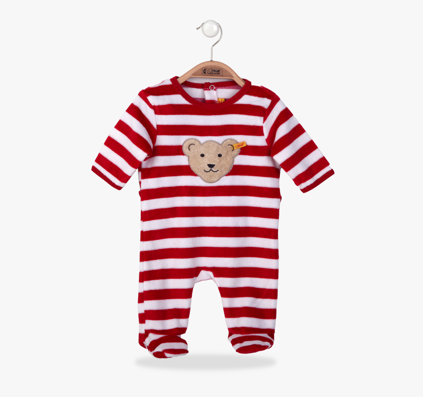 Steiff Red And White Striped Velour Babygrow - Stripe Tee Blue Yellow, HD Png Download, Free Download