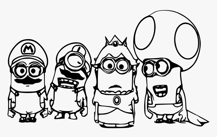 Minions Png No Background Black And White - Mario Kart Coloring Pages, Transparent Png, Free Download