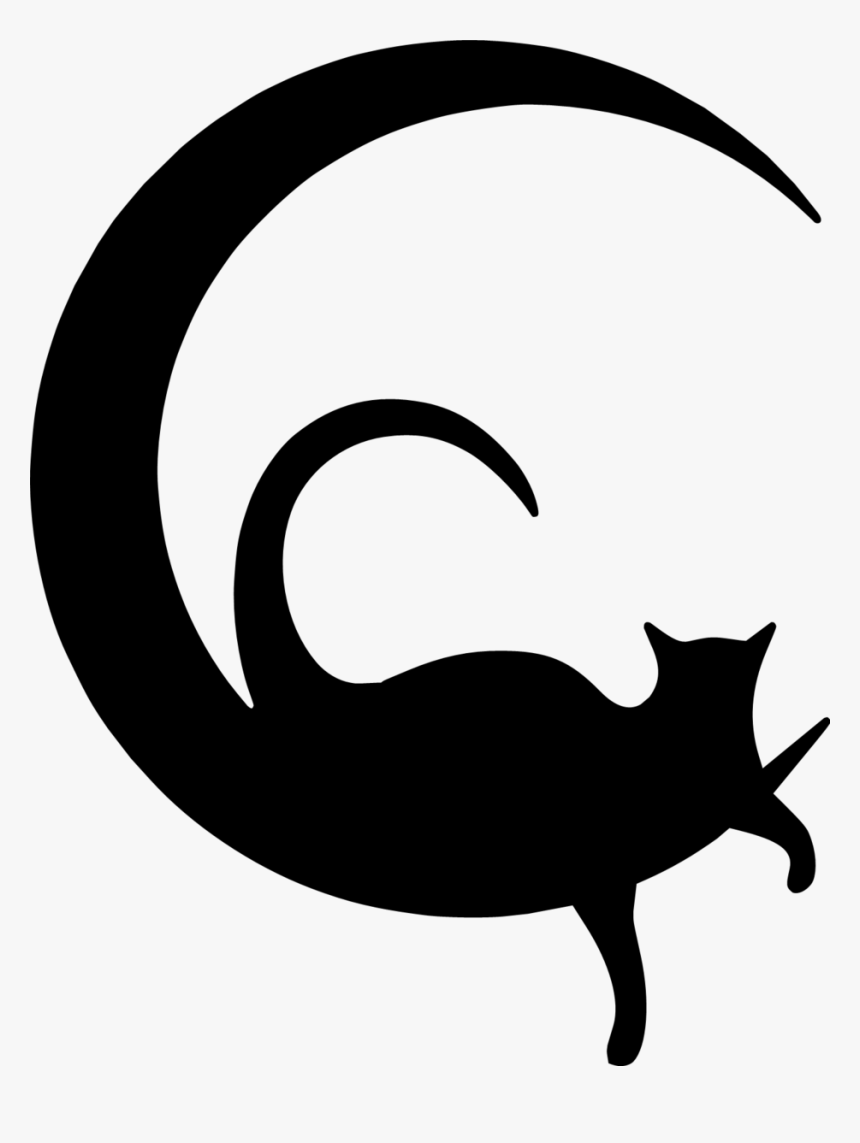 Cat And Moon Silhouette Logo Png, Transparent Png, Free Download