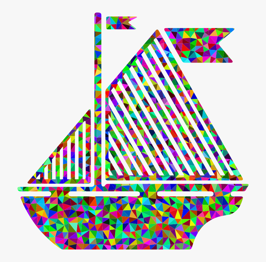 Low Poly Prismatic Sail Boat Silhouette - Sailboat, HD Png Download, Free Download