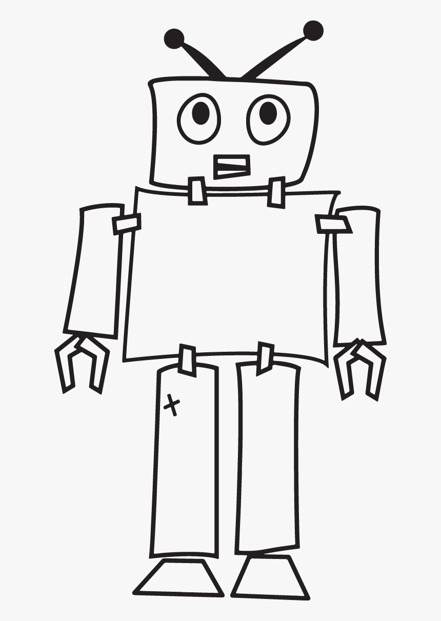 Clip Art Black And White Robot, HD Png Download, Free Download