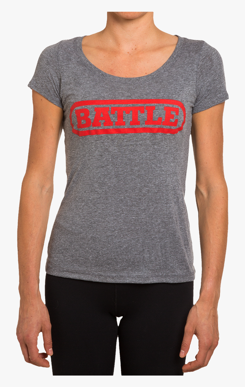 Battle Football Women’s Scoop Neck Heather Grey - Active Shirt, HD Png Download, Free Download