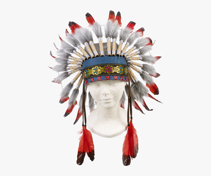 Ituha Chief Indian Head Dress In Red/ Black - Indianer Häuptling Kopfschmuck, HD Png Download, Free Download