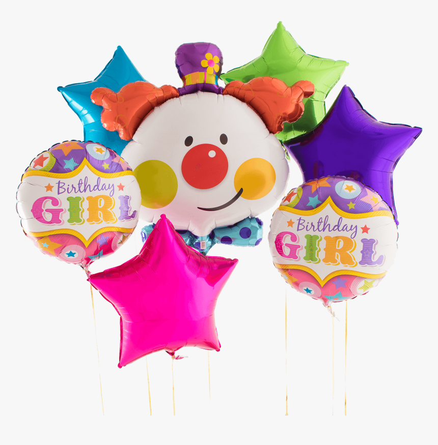Cute Clown Birthday Girl Balloon Bouquet - Balloon, HD Png Download, Free Download