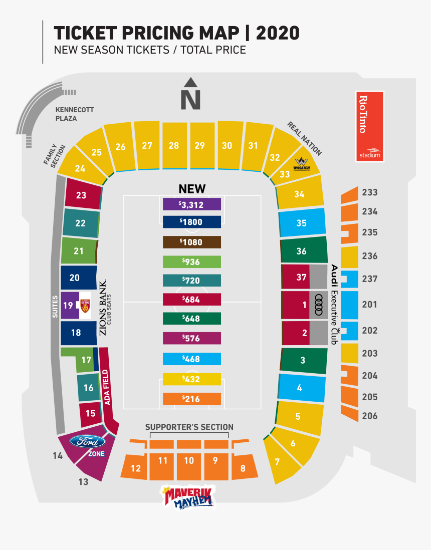 2020 Season Tickets - Rio Tinto Stadium Map, HD Png Download, Free Download