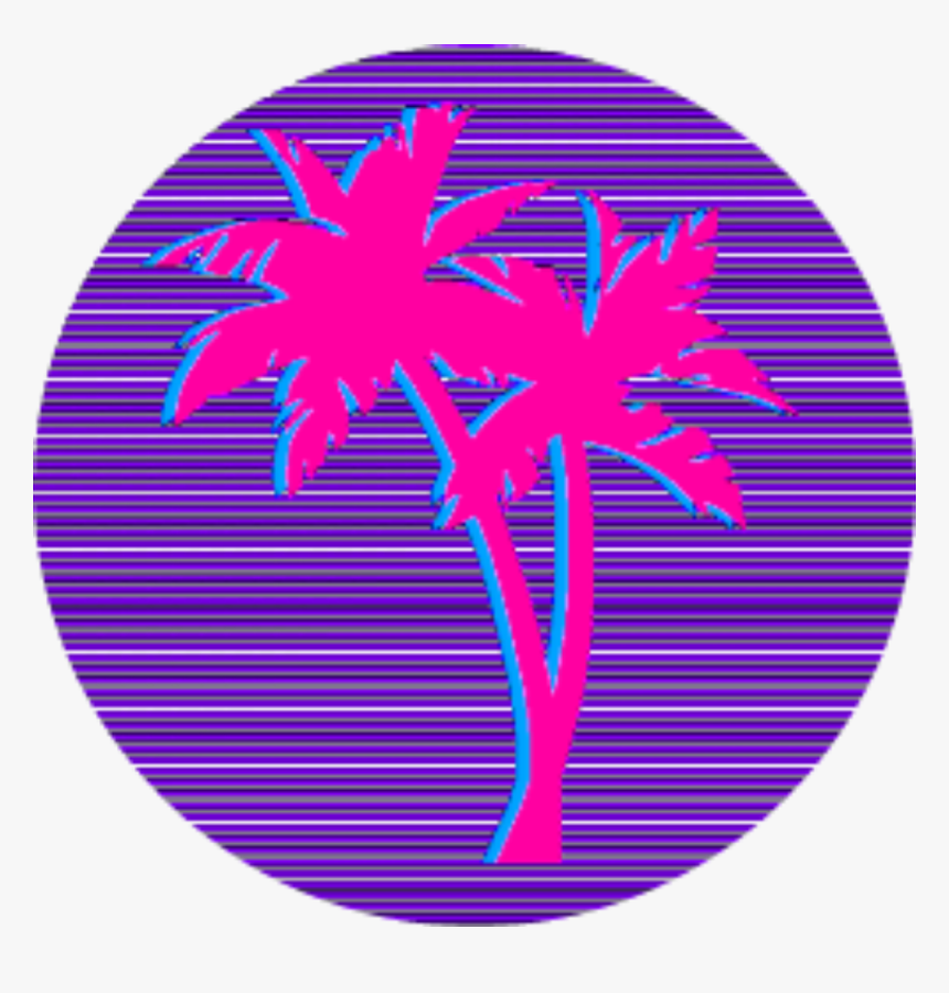 #ftestickers #neon #pink #purple #circle #palmtree - Palm Trees Vaporwave Png, Transparent Png, Free Download