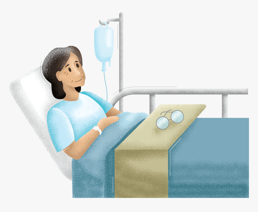 A Woman Lies In A Hospital Bed With Her Glasses Lying - Women In The Hospital Cartoon, HD Png Download, Free Download