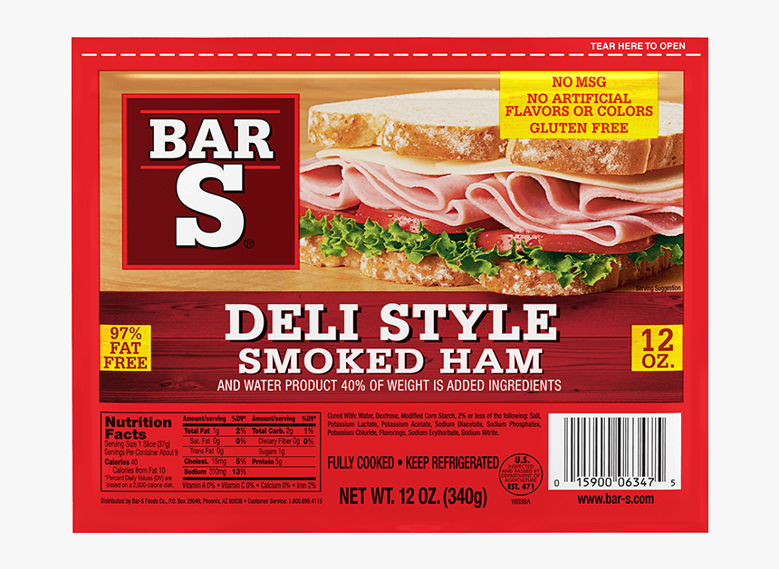 Smoked - Bar S Deli Style Smoked Ham, HD Png Download, Free Download