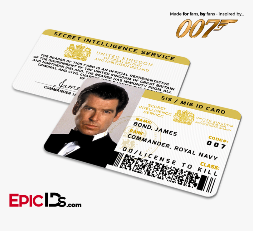 James Bond 007 Inspired Secret Intelligence Service - Mi6 Card James Bond, HD Png Download, Free Download