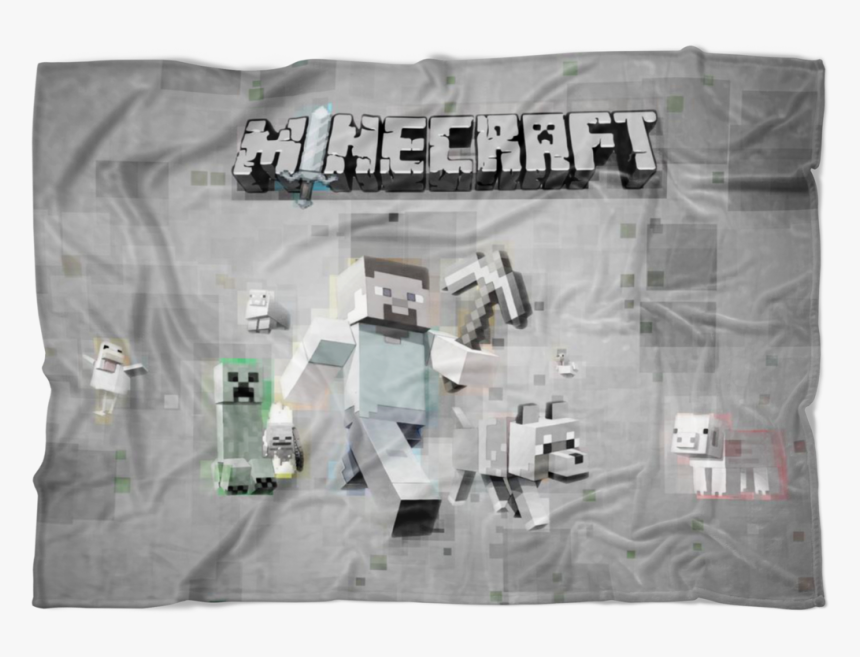Minecraft Fleece Blanket Steve Fervent Pixels Grey - Minecraft, HD Png Download, Free Download
