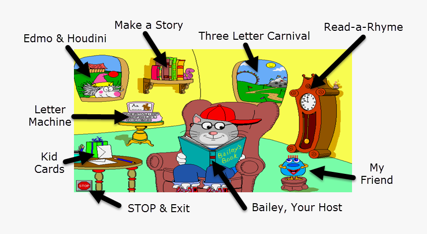 Clipart Book With Flying Letters Png Royalty Free Software - Bailey's Book House, Transparent Png, Free Download