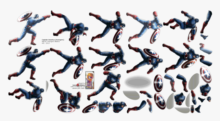 Click For Full Sized Image Captain America - Marvel Avengers Alliance Captain America Sprite, HD Png Download, Free Download