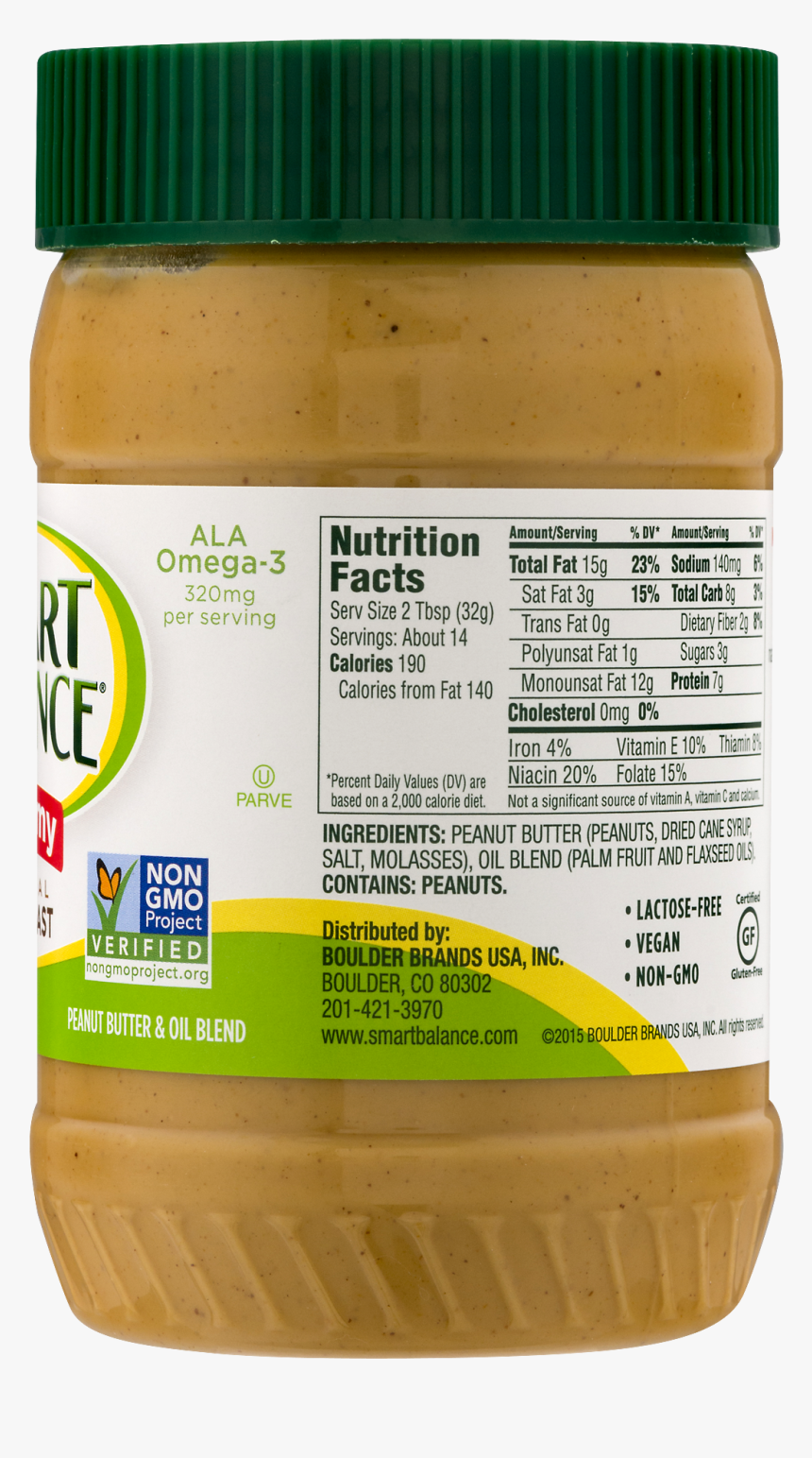 Smart Balance Peanut Butter Nutrition Label, HD Png Download, Free Download