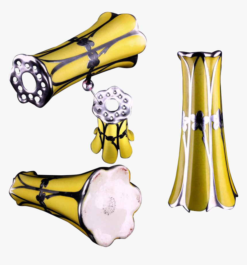 Antique Lemon Yellow Porcelain Silver Overlay Hatpin - Cartoon, HD Png Download, Free Download