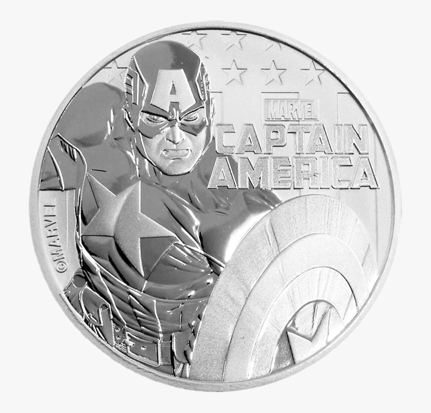 1 Oz Marvel"s Captain America Silver Coin (front) - 2019 1 Oz Tuvalu Marvel Series Captain America .9999, HD Png Download, Free Download