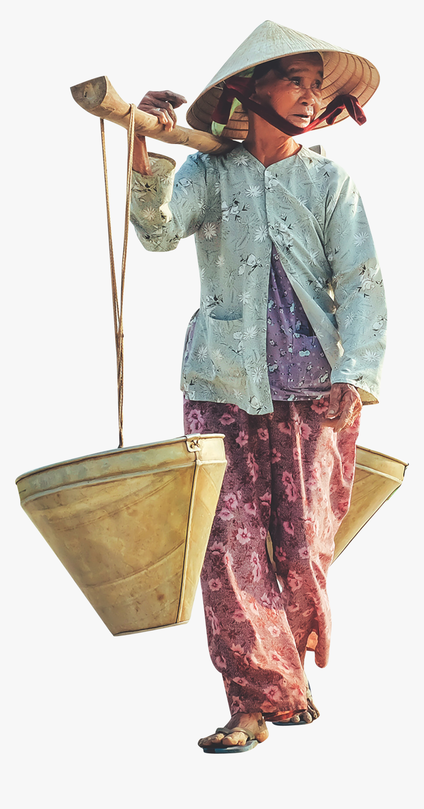 Woman Carrying Bucket Transparent Background Free - Koho People In Vietnam, HD Png Download, Free Download