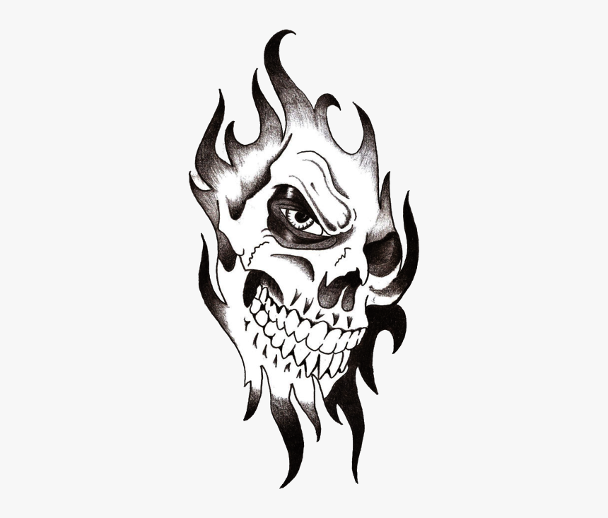 #freetoedit #tattoo #stickers #sticker #tattooart #png - Flaming Skull Clipart Black And White, Transparent Png, Free Download