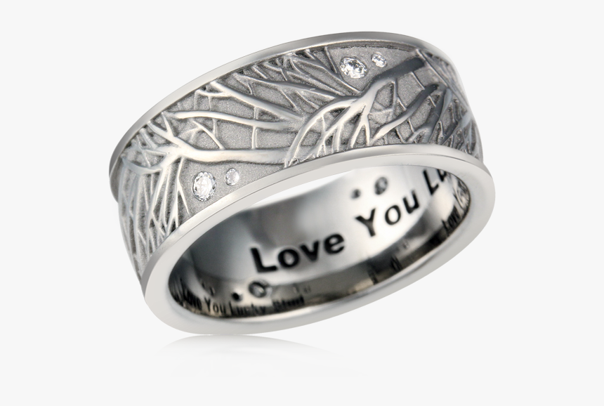 Tree Of Life Diamond Wedding Band With Engraving - Titanium Ring, HD Png Download, Free Download