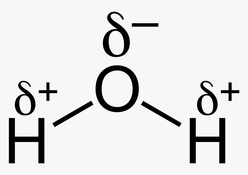 H2o Chemical Bond - Structure Of Water With Partial Charges, HD Png Download, Free Download