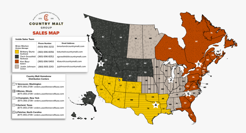 Bcusa Sales Map Wide - Amazon Canada Fulfillment Centres Map, HD Png Download, Free Download