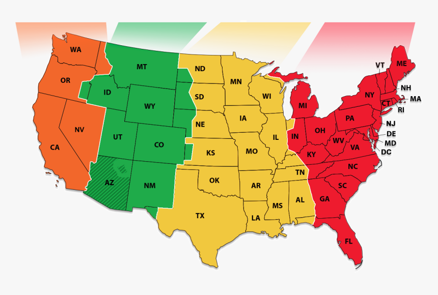 United States Time Zone Map - Transparent Background Us Map Silhouette, HD Png Download, Free Download