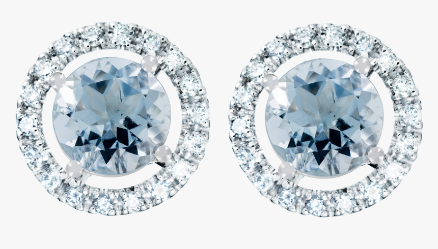 Stud Earrings Halo Aquamarine Blue In White Gold - Earrings, HD Png Download, Free Download
