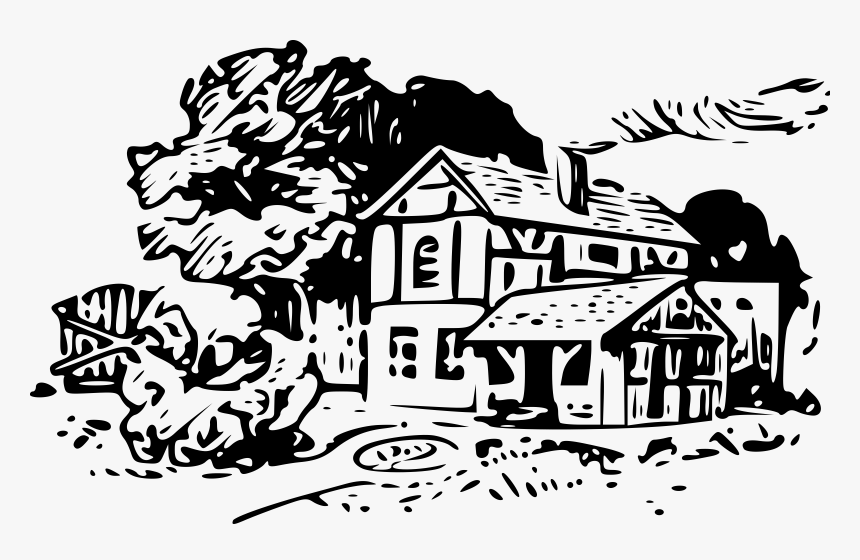 House With Yard Clipart Image Free Clipart - Countryside Clipart Black And White, HD Png Download, Free Download