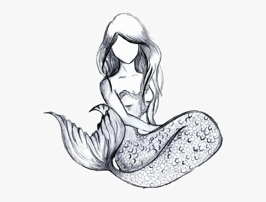 Mermaid Sketch Drawing Freetoedit - Mermaid Drawing, HD Png Download, Free Download