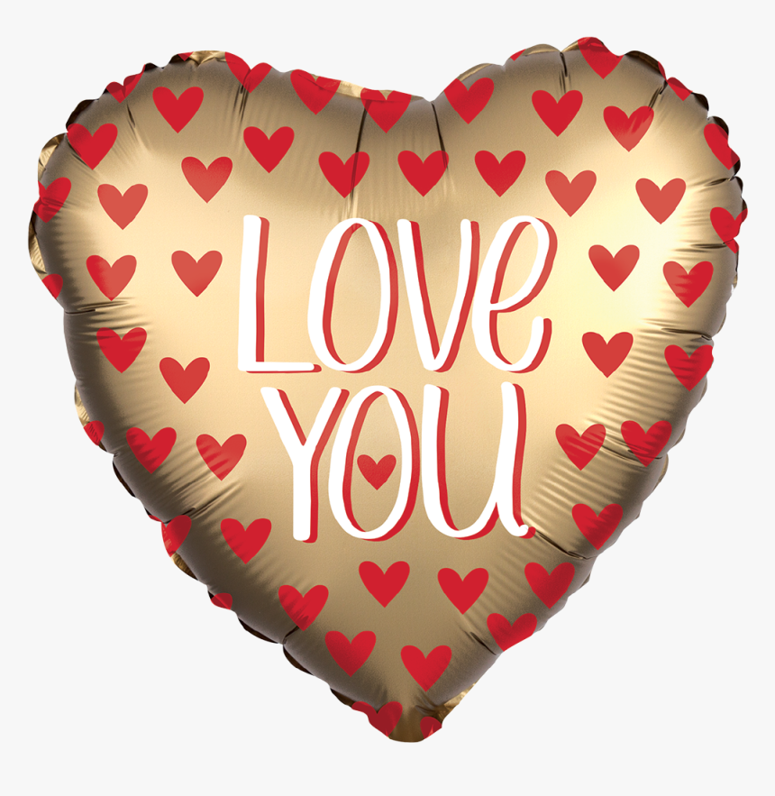 Satin Love You Gold - Love You Heart Balloon, HD Png Download, Free Download