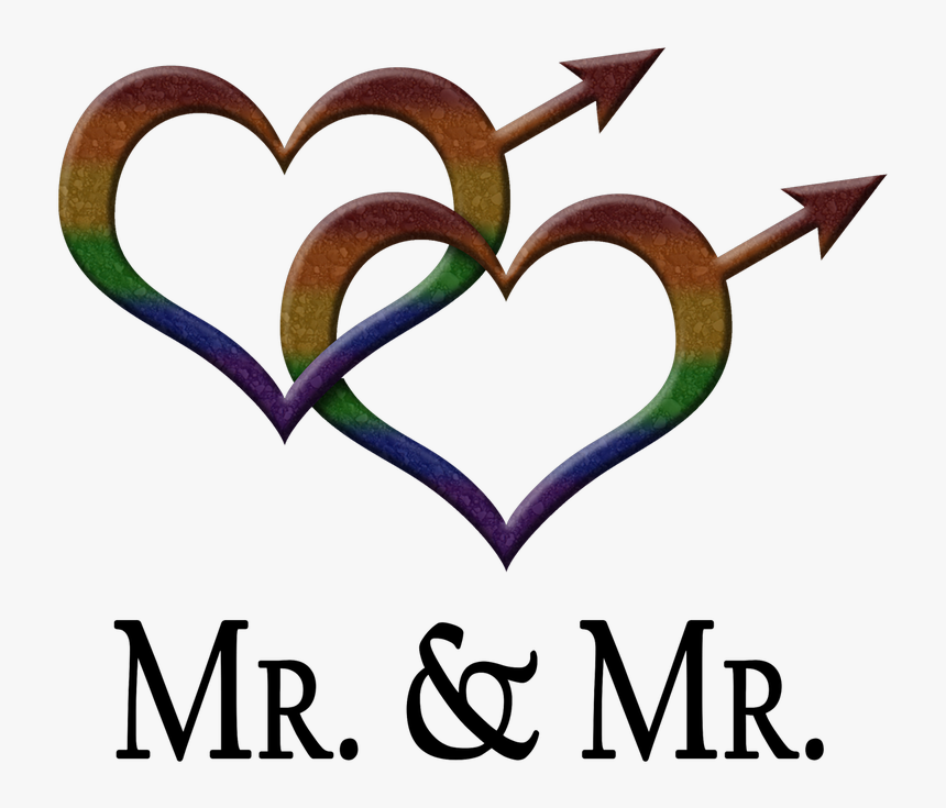 Two Rainbow Colored, Overlapping, Heart Shaped, Gay - Married Symbols, HD Png Download, Free Download