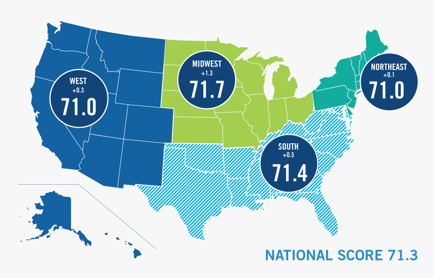 Map Depicting Sbi Scores For The Northeast, Midwest, - Blue Map Of Usa, HD Png Download, Free Download