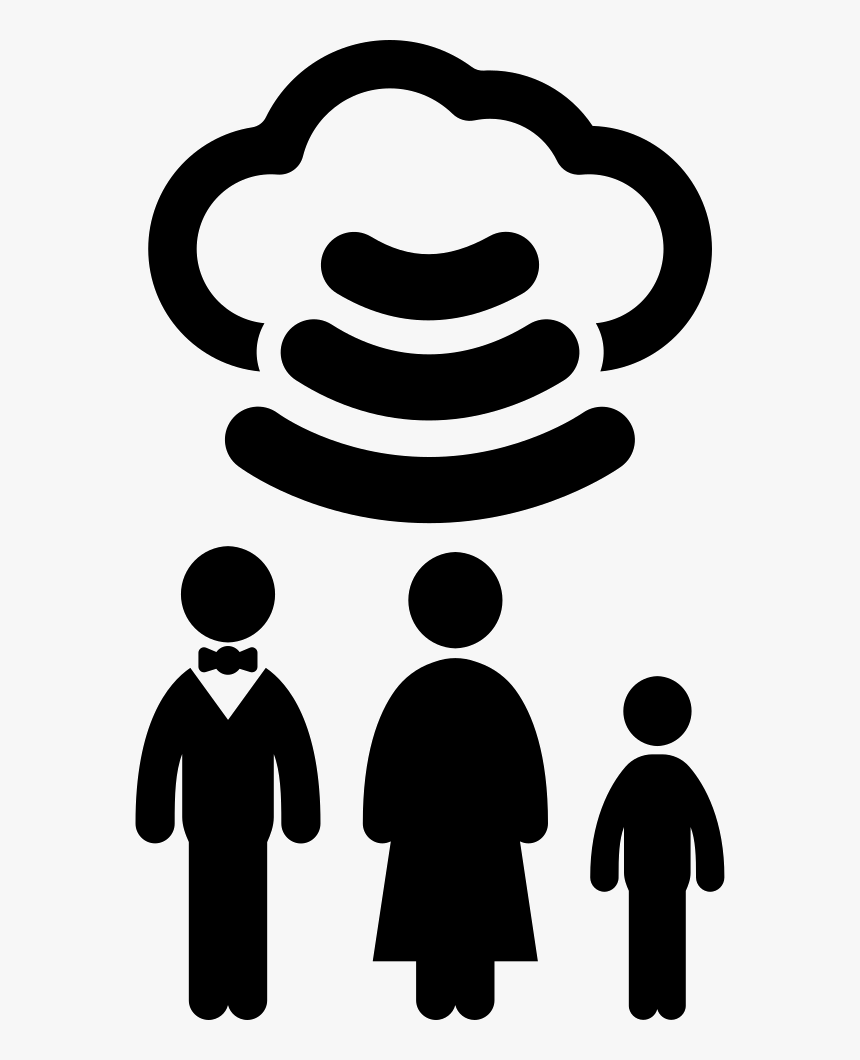 Family Connected With Wifi To Internet Cloud Comments- - Internet Family Icon, HD Png Download, Free Download