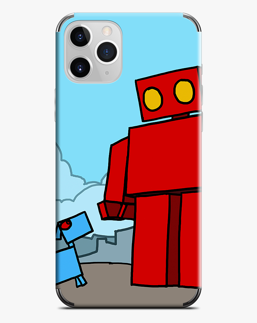 Red Robot Leaving The City Iphone Skin"
 Data Mfp Src="//cdn - Robot Cartoon Wallpaper Iphone, HD Png Download, Free Download